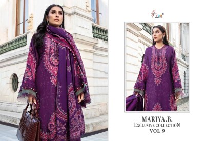 Maria B by exclusive vol 9 pure reyon cotton with embroidered pakistani suit catalogue at wholesale price pakistani suit catalogs