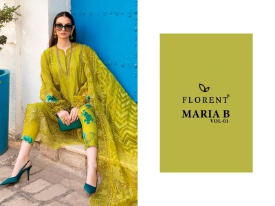 Maria B vol 1 by Florent pure cotton embroidered unstitched pakistani suit catalogue at low rate  pakistani suit catalogs