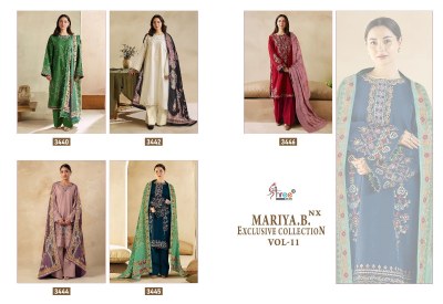 Maria B vol 11 by Shree fabs reyon cotton embroidered unstitched dress material catalogue at affordable rate salwar kameez catalogs