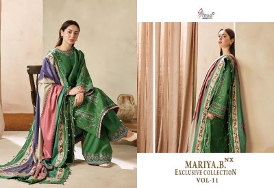 Maria B vol 11 by Shree fabs reyon cotton embroidered unstitched dress material catalogue at affordable rate salwar kameez catalogs