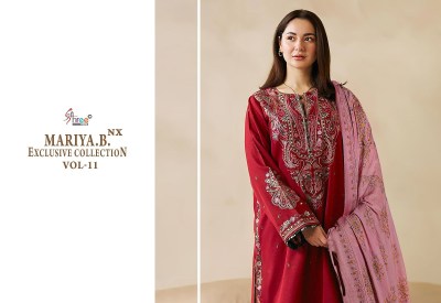Maria B vol 11 by Shree fabs reyon cotton embroidered unstitched dress material catalogue at affordable rate salwar kameez catalogs