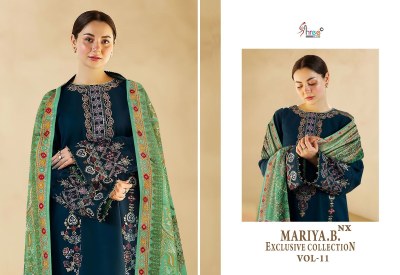 Maria B vol 11 by Shree fabs reyon cotton embroidered unstitched dress material catalogue at affordable rate salwar kameez catalogs