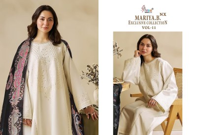 Maria B vol 11 by Shree fabs reyon cotton embroidered unstitched dress material catalogue at affordable rate salwar kameez catalogs