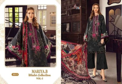 Maria B winter collection vol 5 presenting heavy pashmina  print with exclusive embroidery patch work salwar suit catlog at wholesale price pakistani suit catalogs