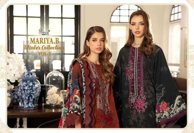 Maria B winter collection vol 5 presenting heavy pashmina  print with exclusive embroidery patch work salwar suit catlog at wholesale price pakistani suit catalogs