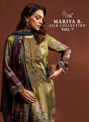 Maria b silk vol 7 by shree fab japan satin digital printed salwar suit catalogue Shree fab