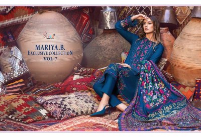 MariaB present Exclusive collection vol 7 pure rayon cotton with self embroidered unstitched suit material at wholesale price salwar kameez catalogs