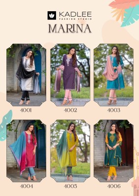 Marina by Kadlee Handwork embroidered top bottom and dupatta catalogue at wholesaler readymade suit catalogs