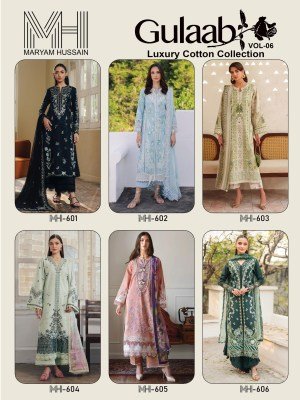Maryam Hussain Gulaab Vol-6 Karachi Style Pure Cotton Dress Material Collection dress material catalogs