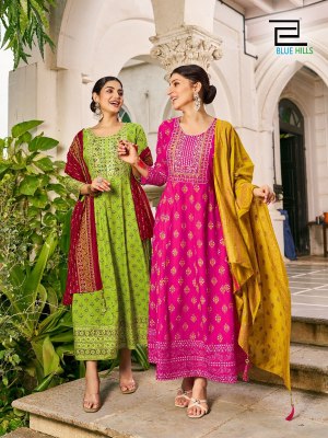 Masakali 3 present Long Gown with Dupatta concept and  Multi Color Combination Print and Embroidery Work Amavi