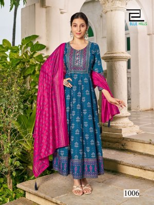 Masakali 3 present Long Gown with Dupatta concept and  Multi Color Combination Print and Embroidery Work gown catalogs
