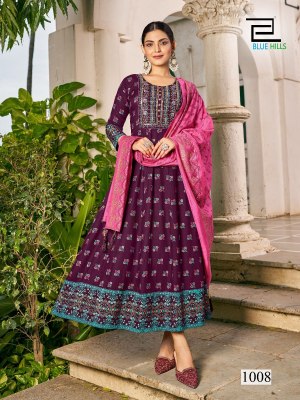 Masakali 3 present Long Gown with Dupatta concept and  Multi Color Combination Print and Embroidery Work gown catalogs