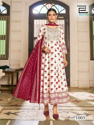 Masakali 3 present Long Gown with Dupatta concept and  Multi Color Combination Print and Embroidery Work gown catalogs