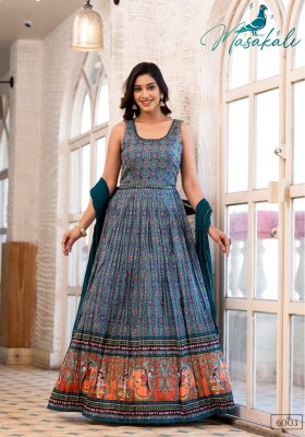 Masakali vol 6 present new handwork and real mirror work designer gown catalogue at affordable price gown catalogs