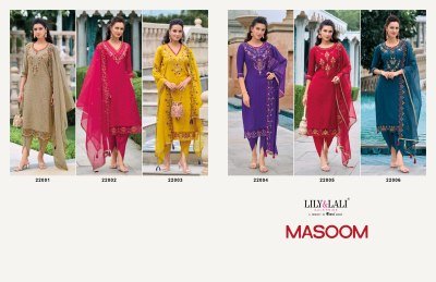 Masoom by Lily and lali embroidered handwork readymade suit catalogue at low rate readymade suit catalogs