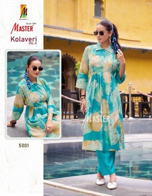 Master Kolaveri Vol 5 Stylish Kurti Set Vertical Print Top with Pocket  Plain Vertical Bottom Wholesale kurtis catalogs