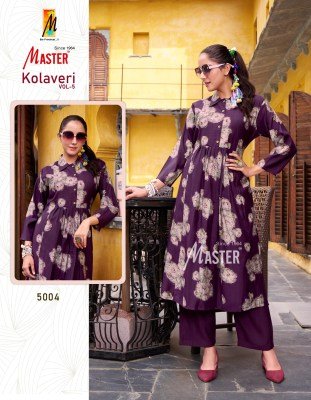 Master Kolaveri Vol 5 Stylish Kurti Set Vertical Print Top with Pocket  Plain Vertical Bottom Wholesale kurtis catalogs