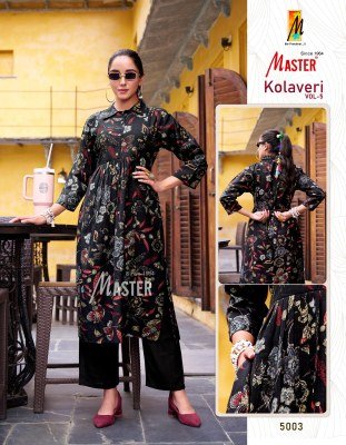 Master Kolaveri Vol 5 Stylish Kurti Set Vertical Print Top with Pocket  Plain Vertical Bottom Wholesale kurtis catalogs