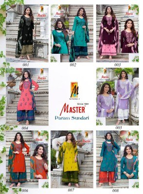 Master Param Sundari Rayon Kurti Catalogs Top  And Plazo Set with Nazmine Dupatta Wholesale kurtis catalogs
