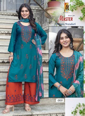 Master Param Sundari Rayon Kurti Catalogs Top  And Plazo Set with Nazmine Dupatta Wholesale kurtis catalogs