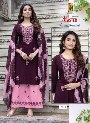 Master Param Sundari Rayon Kurti Catalogs Top  And Plazo Set with Nazmine Dupatta Wholesale kurtis catalogs