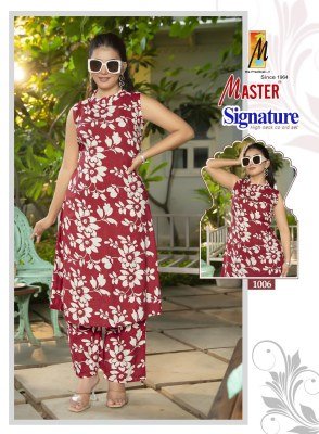 Master Signature Rayon Printed Coord Set Stylish Printed Top with Pocket And Bottom Wholesale Ethnic Wear kurtis catalogs