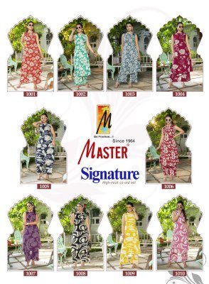 Master Signature Rayon Printed Coord Set Stylish Printed Top with Pocket And Bottom Wholesale Ethnic Wear kurtis catalogs