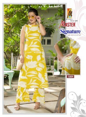 Master Signature Rayon Printed Coord Set Stylish Printed Top with Pocket And Bottom Wholesale Ethnic Wear kurtis catalogs
