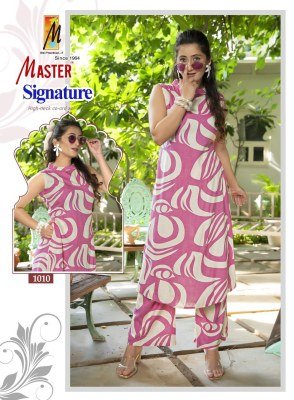 Master Signature Rayon Printed Coord Set Stylish Printed Top with Pocket And Bottom Wholesale Ethnic Wear kurtis catalogs