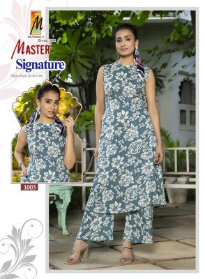 Master Signature Rayon Printed Coord Set Stylish Printed Top with Pocket And Bottom Wholesale Ethnic Wear kurtis catalogs