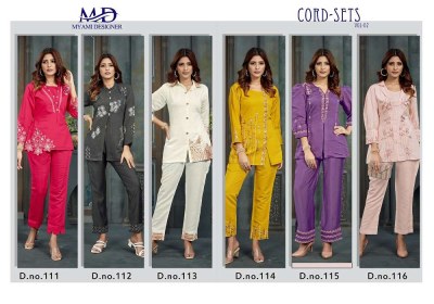 Mayami Designer Cord sets vol 2 top pants set catalogue  kurtis catalogs