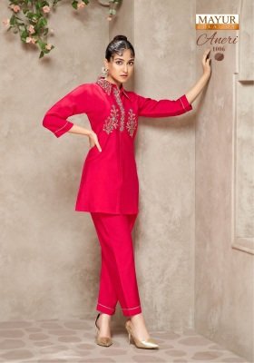 Mayur Aneri Vol 1 Designer Cord Set  Heavy Vertican Silk with Embroidery Top And Vertican Bottom Wholesale co ord set catalogs