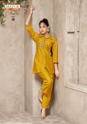 Mayur Aneri Vol 1 Designer Cord Set  Heavy Vertican Silk with Embroidery Top And Vertican Bottom Wholesale co ord set catalogs
