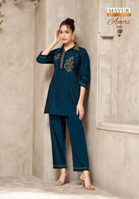 Mayur Aneri Vol 1 Designer Cord Set  Heavy Vertican Silk with Embroidery Top And Vertican Bottom Wholesale co ord set catalogs