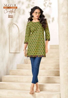 Mayur Creation Crystal Vol 6 Women s Printed Poplin Cotton Tunic Top Wholesale kurtis catalogs