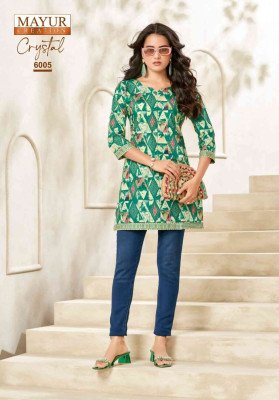 Mayur Creation Crystal Vol 6 Women s Printed Poplin Cotton Tunic Top Wholesale kurtis catalogs