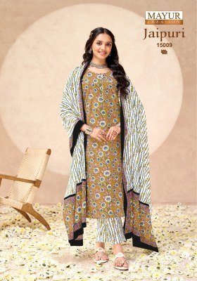 Mayur Creation Jaipuri Vol. 15 Pure Cotton Unstitched Dress Material dress material catalogs