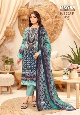 Mayur Creation Nigar Vol 8 Pure Cotton Salwar Suit Set Top, Bottom And Dupatta Designs Karachi Style Prints Wholesale kurtis catalogs