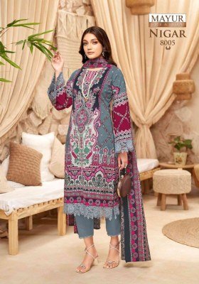 Mayur Creation Nigar Vol 8 Pure Cotton Salwar Suit Set Top, Bottom And Dupatta Designs Karachi Style Prints Wholesale kurtis catalogs