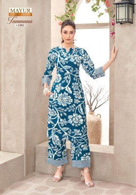  Mayur Creation Tamana Vol 1 Long Co-Ord Set Premium Printed Rayon Top And Pant with Lace Pocket Wholesale co ord set catalogs