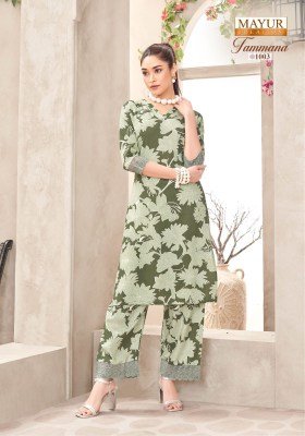  Mayur Creation Tamana Vol 1 Long Co-Ord Set Premium Printed Rayon Top And Pant with Lace Pocket Wholesale co ord set catalogs