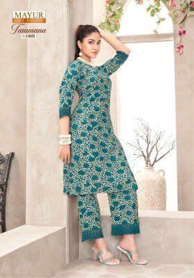  Mayur Creation Tamana Vol 1 Long Co-Ord Set Premium Printed Rayon Top And Pant with Lace Pocket Wholesale co ord set catalogs