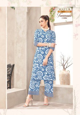  Mayur Creation Tamana Vol 1 Long Co-Ord Set Premium Printed Rayon Top And Pant with Lace Pocket Wholesale co ord set catalogs