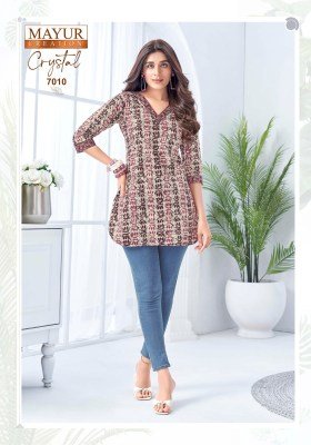 Mayur Crystal Vol 7 Short Tops Pure Cotton Catalogue Pcs Wholesale Rate  kurtis catalogs