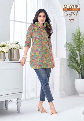 Mayur Crystal Vol 7 Short Tops Pure Cotton Catalogue Pcs Wholesale Rate  kurtis catalogs