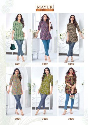 Mayur Crystal Vol 7 Short Tops Pure Cotton Catalogue Pcs Wholesale Rate  kurtis catalogs