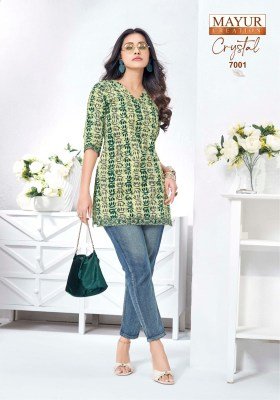 Mayur Crystal Vol 7 Short Tops Pure Cotton Catalogue Pcs Wholesale Rate  kurtis catalogs