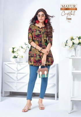 Mayur Crystal Vol 7 Short Tops Pure Cotton Catalogue Pcs Wholesale Rate  kurtis catalogs