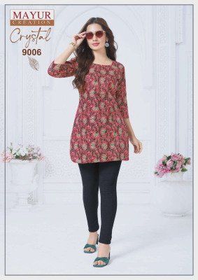 Mayur Crystal Vol-9 Heavy Cotton Printed Short Tops for Women kurtis catalogs