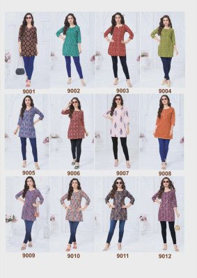 Mayur Crystal Vol-9 Heavy Cotton Printed Short Tops for Women kurtis catalogs